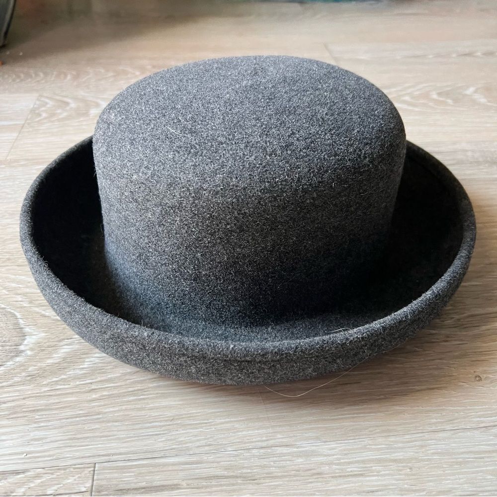 Scala Italy Pure Wool Classic Gray Bowler Hat Like NEW Vintage 22.25” Large